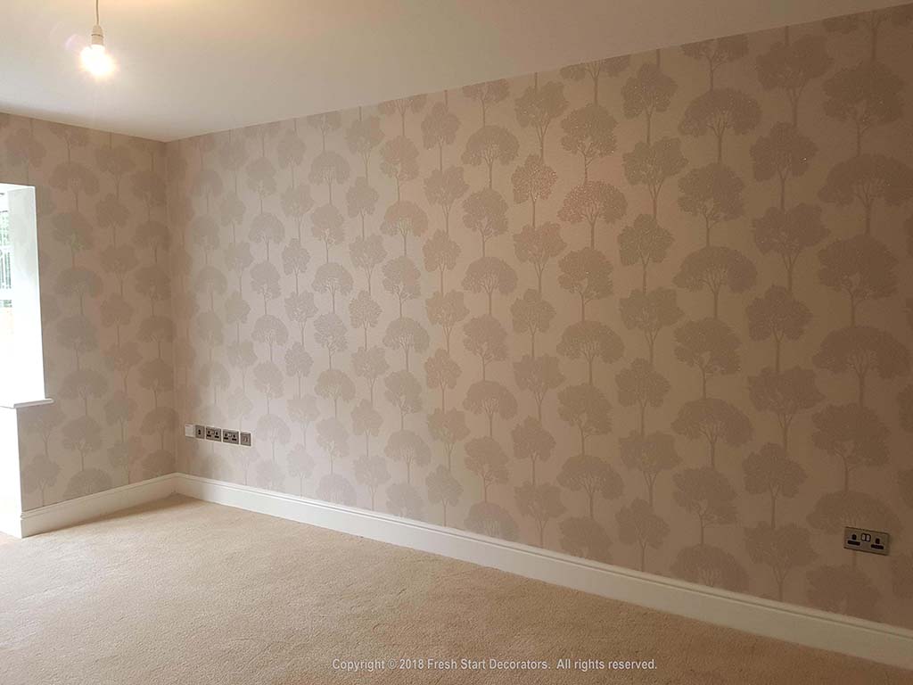 Domestic home interior wallpapering by decorators